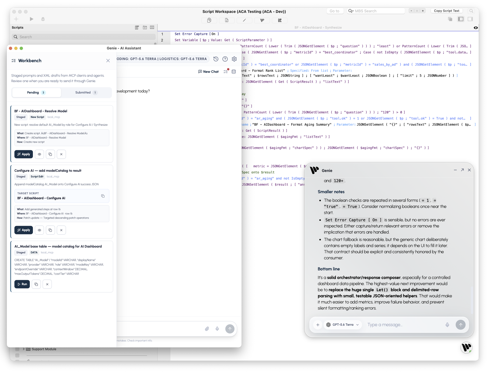 Genie dans un espace de travail FileMaker