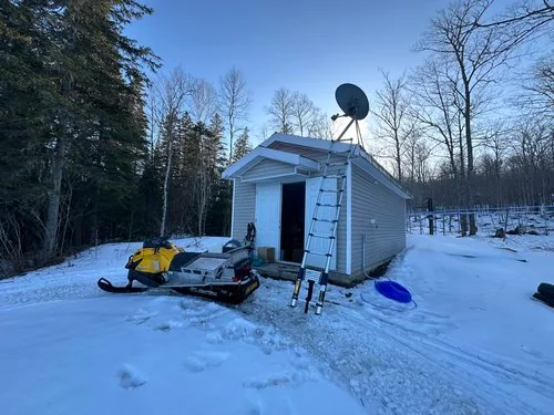 Satellite equipment on an isolated building